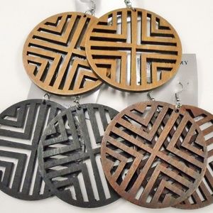 Design 3" Wood Cutout Earrings.